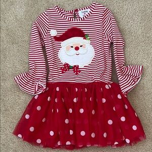 Festive Santa Striped Kids Costume Dress